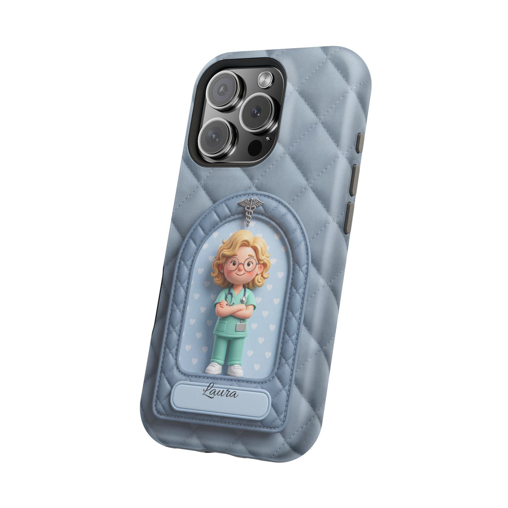 Personalized Quilted Nurse Phone Case — Wireless Charging Cover