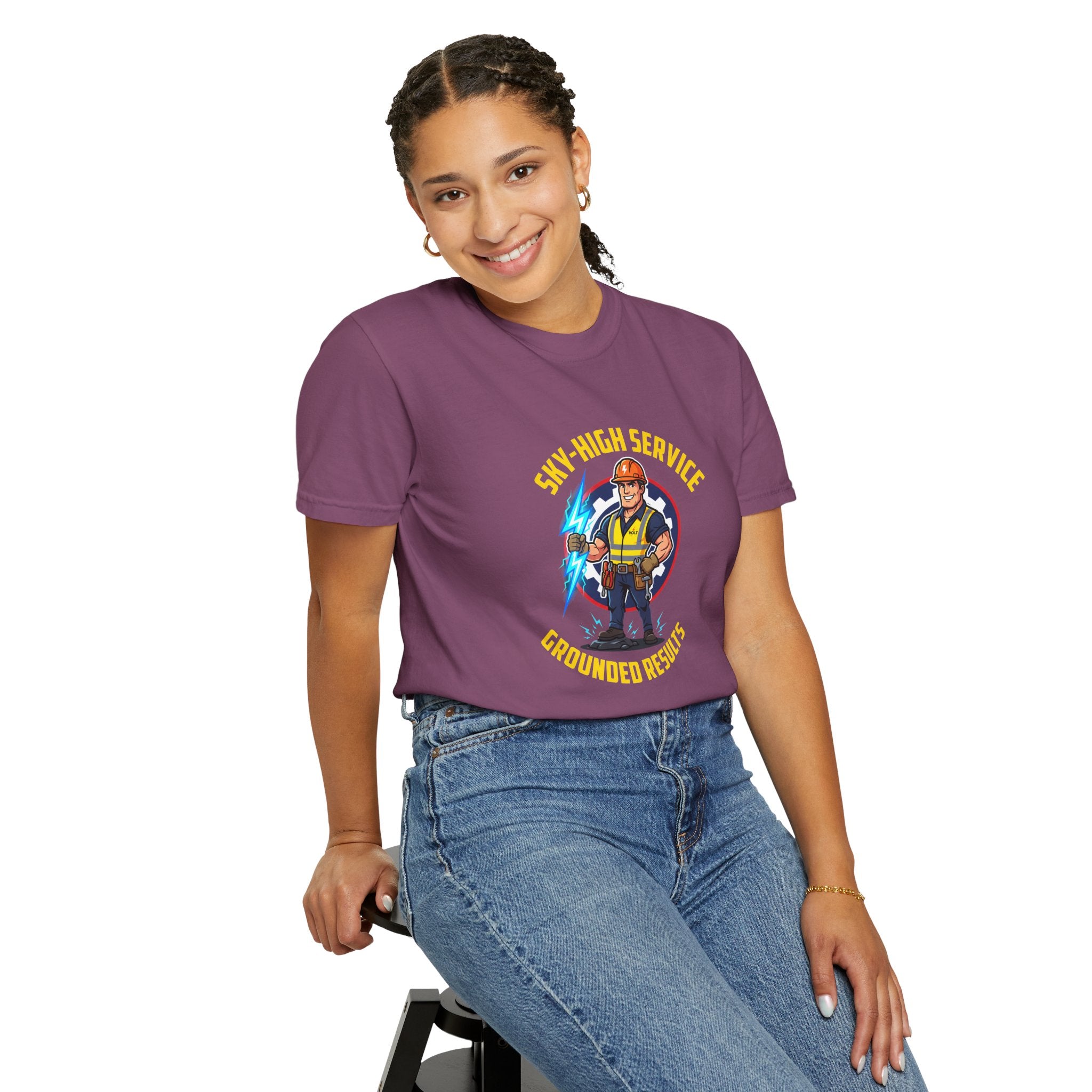Sky-High Service Grounded Results Electrician T-Shirt