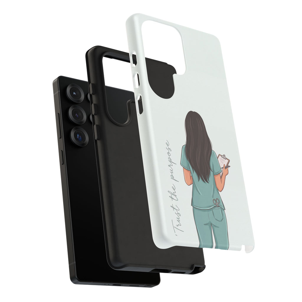 "Trust the Purpose" Nurse Phone Case | Illustrated Nurse in Scrubs Design | iPhone & Samsung
