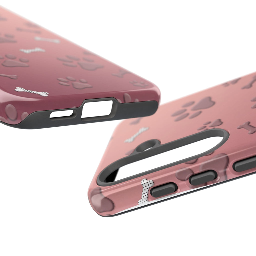 iPhone & Samsung Phone Case | Paw Print & Bone  | Dusty Rose Pattern Case for Frenchie Lovers