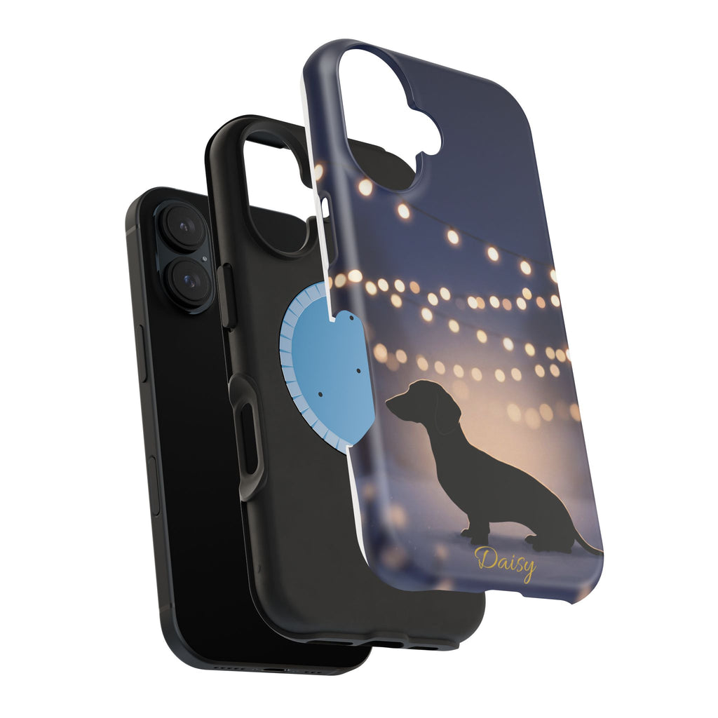 Personalized Dachshund Fairy Lights Phone Case — Wireless Charging Cover