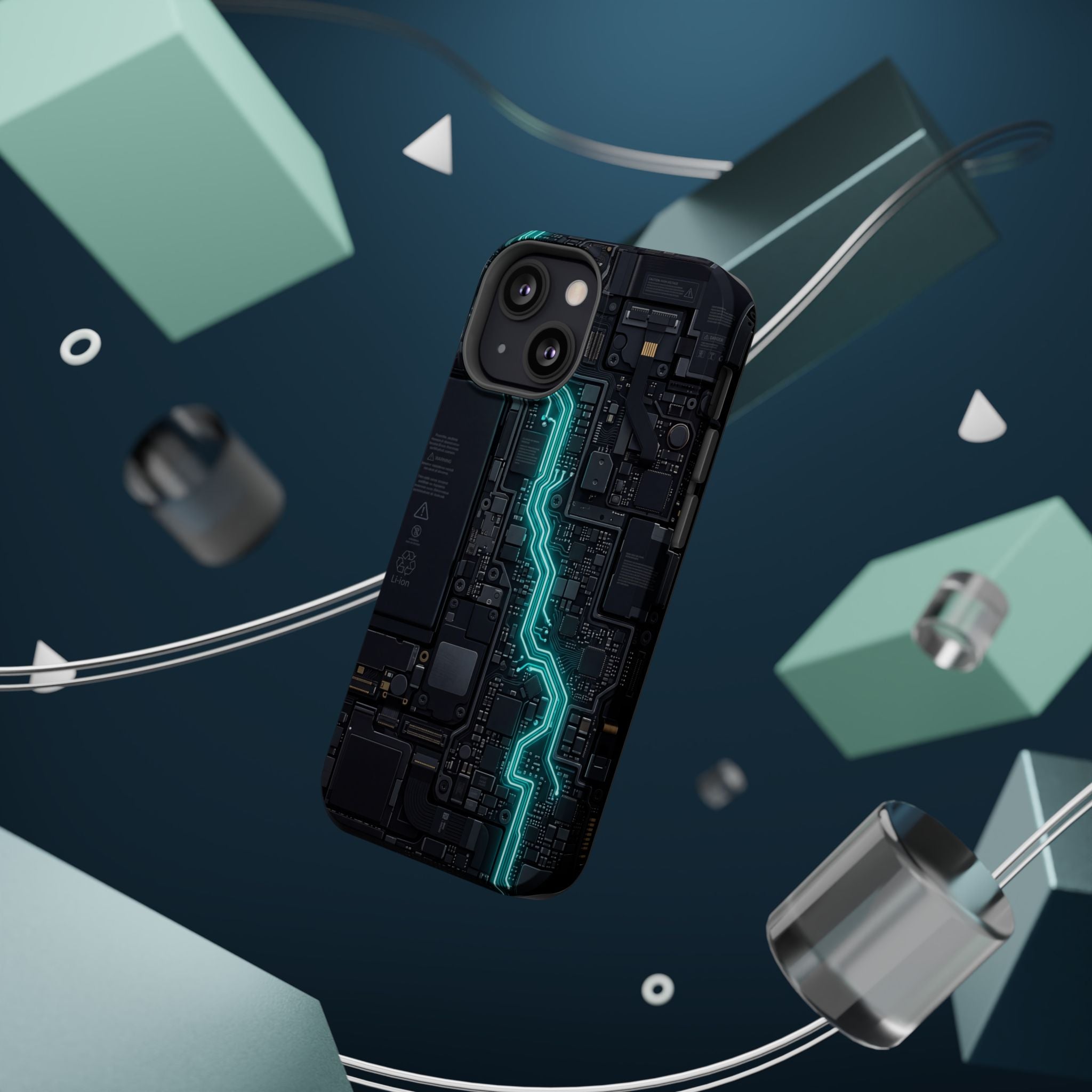 Cyan Bolt Electrician Phone Case — Electric Circuit Wireless Charging Cover