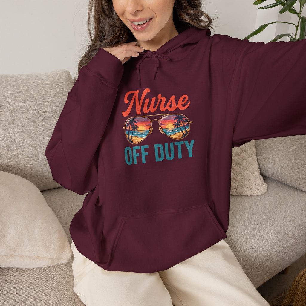 Nurse Off Duty Hoodie — Beach Vacation Nurse Graphic Pullover
