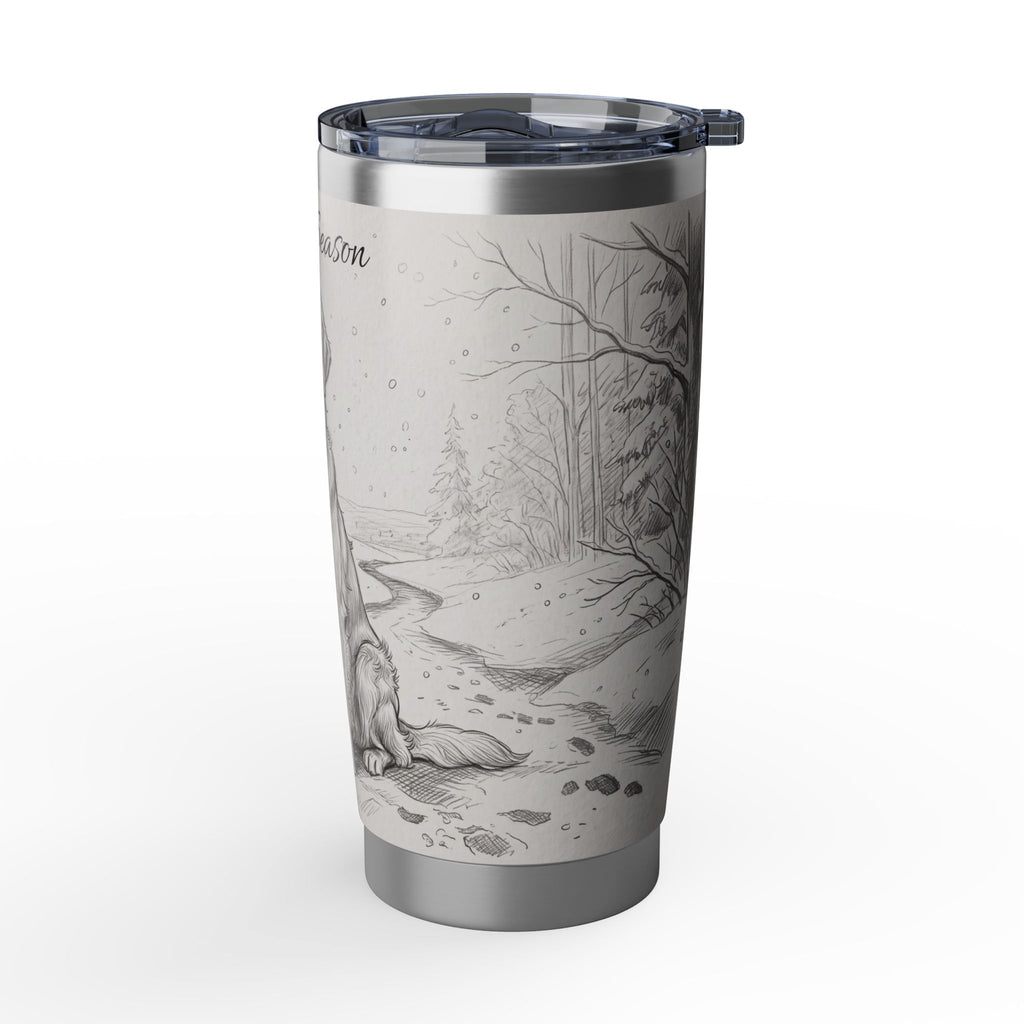 Golden Retriever Tumbler Personalized – 20 oz Stainless Steel Travel Mug with Custom Name, Woodland Forest Design