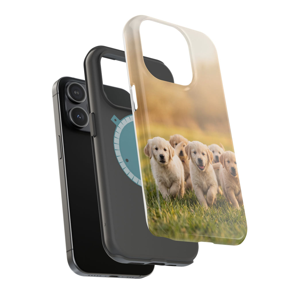 Golden Retriever Puppies Phone Case — Impact-Resistant Wireless Charging Cover