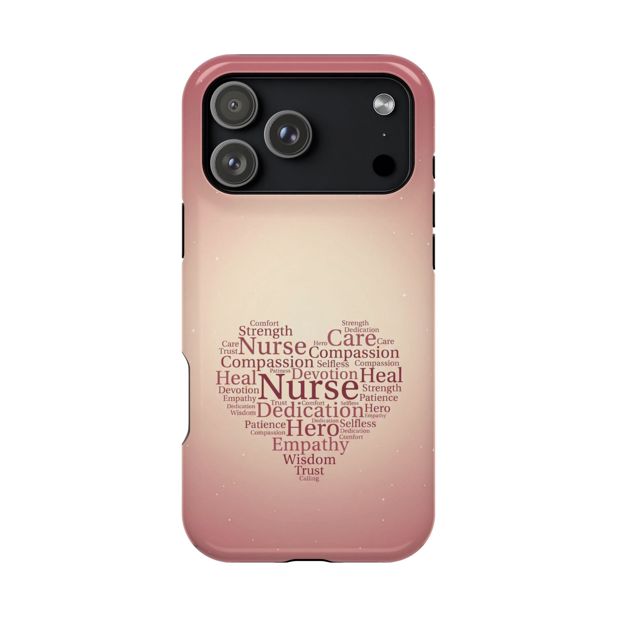 Nurse Heart Word Art Phone Case — Impact-Resistant Wireless Charging Cover