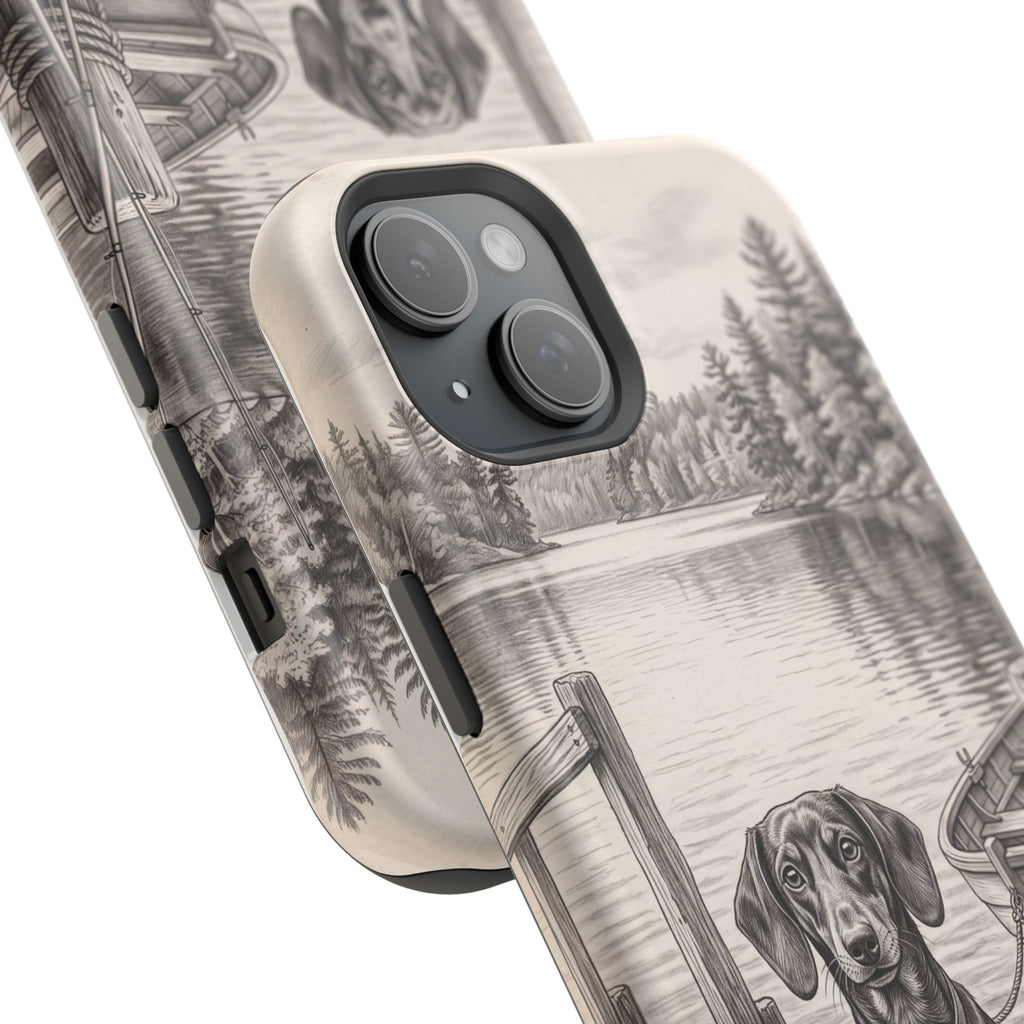 Personalized Dachshund Sunset Beach Phone Case — Wireless Charging Cover