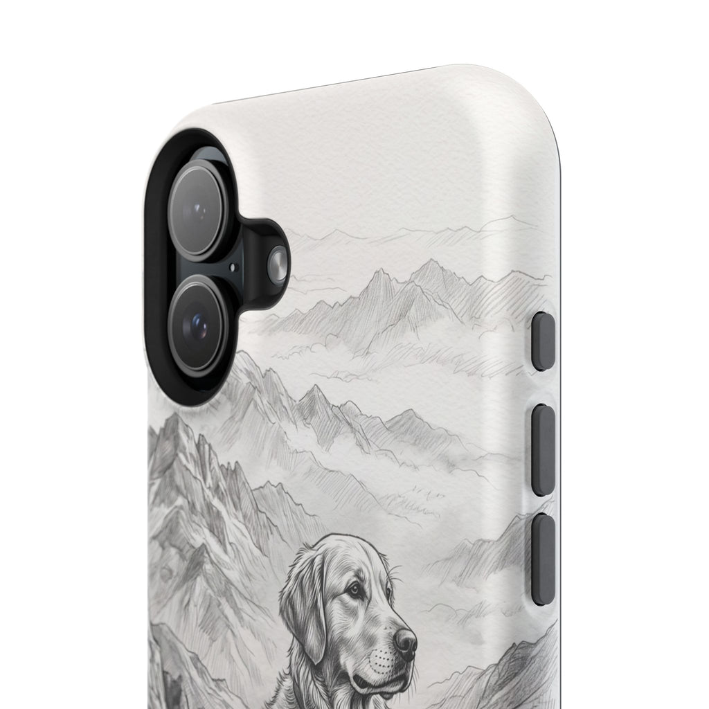 Personalized Golden Retriever Mountain Peak Phone Case — Wireless Charging Cover