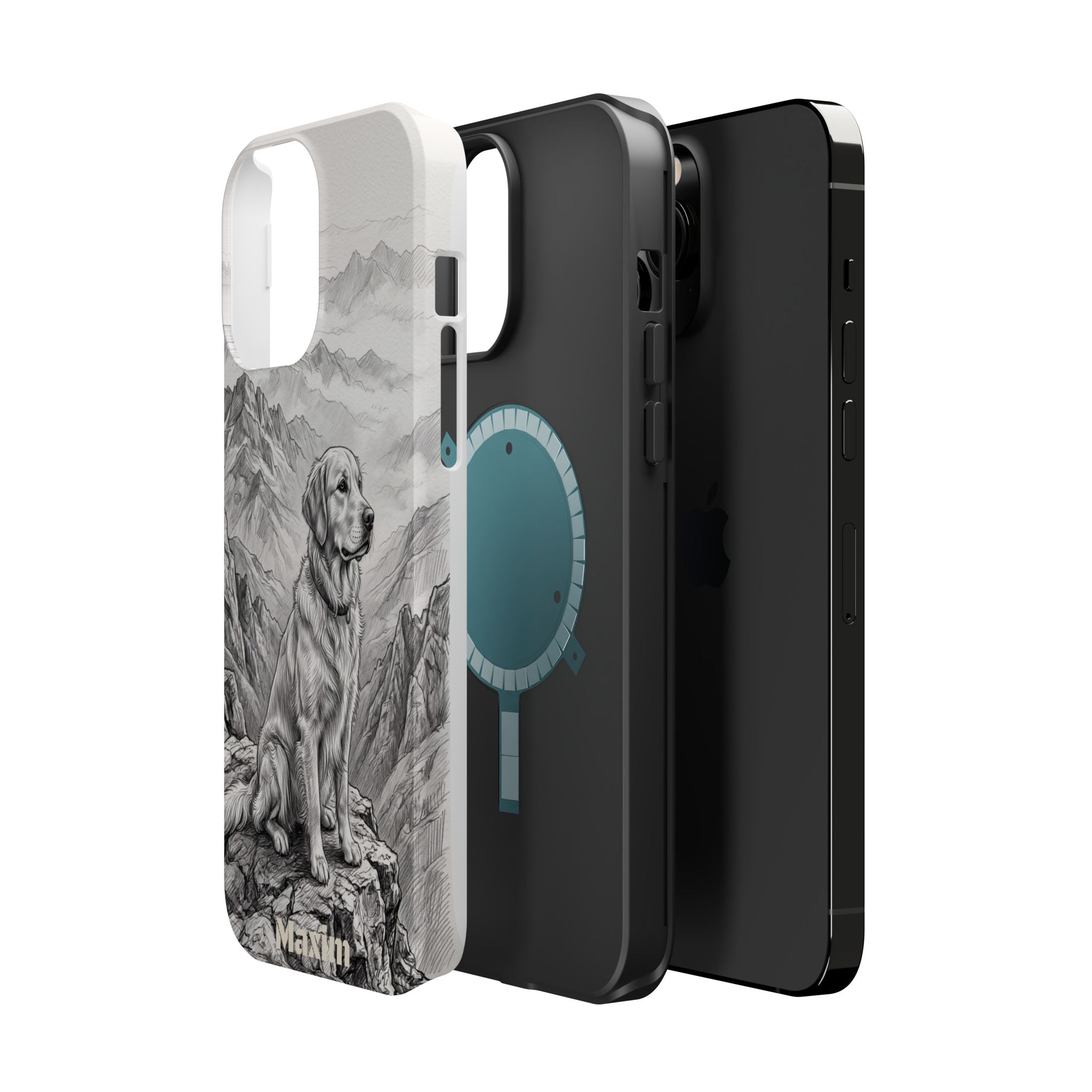 Personalized Golden Retriever Mountain Peak Phone Case — Wireless Charging Cover