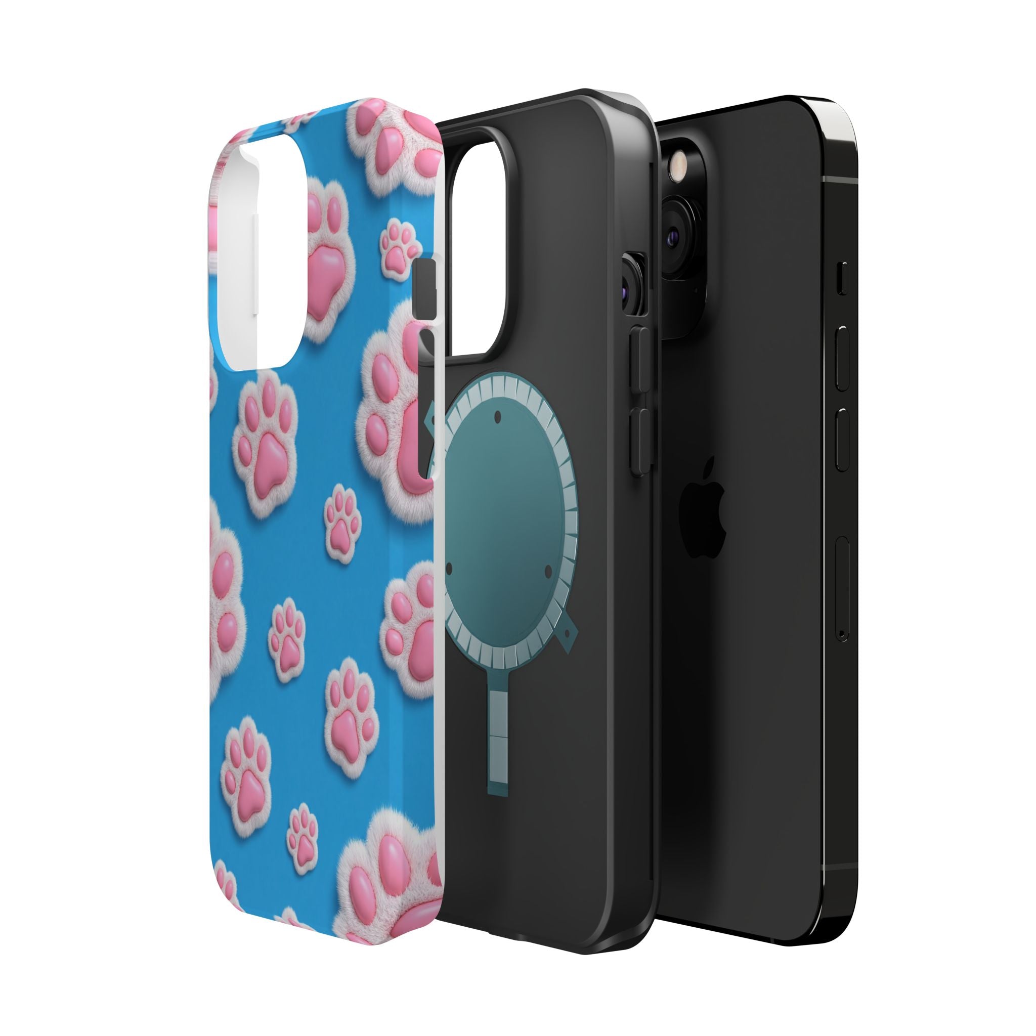 Fluffy Paw Print Phone Case | Cute 3D Pink Paw Pattern Case for Dog & Cat Lovers | iPhone & Samsung