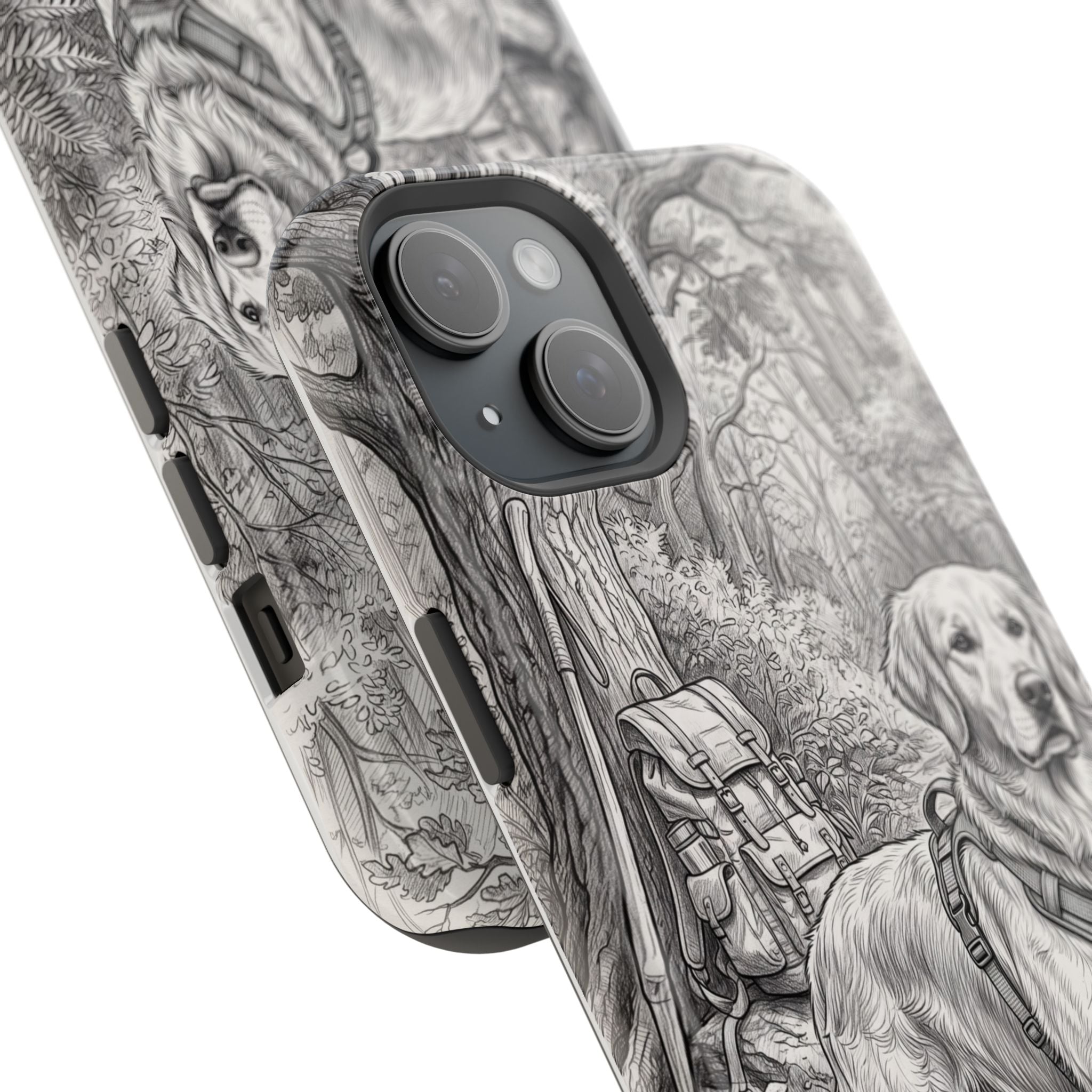 Personalized Golden Retriever Woodland Trail Phone Case — Wireless Charging Cover