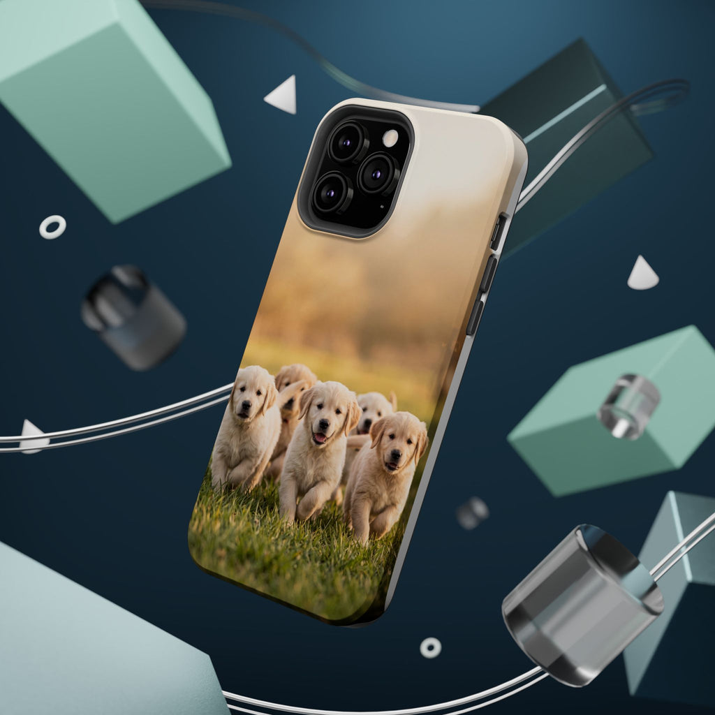 Golden Retriever Puppies Phone Case — Impact-Resistant Wireless Charging Cover