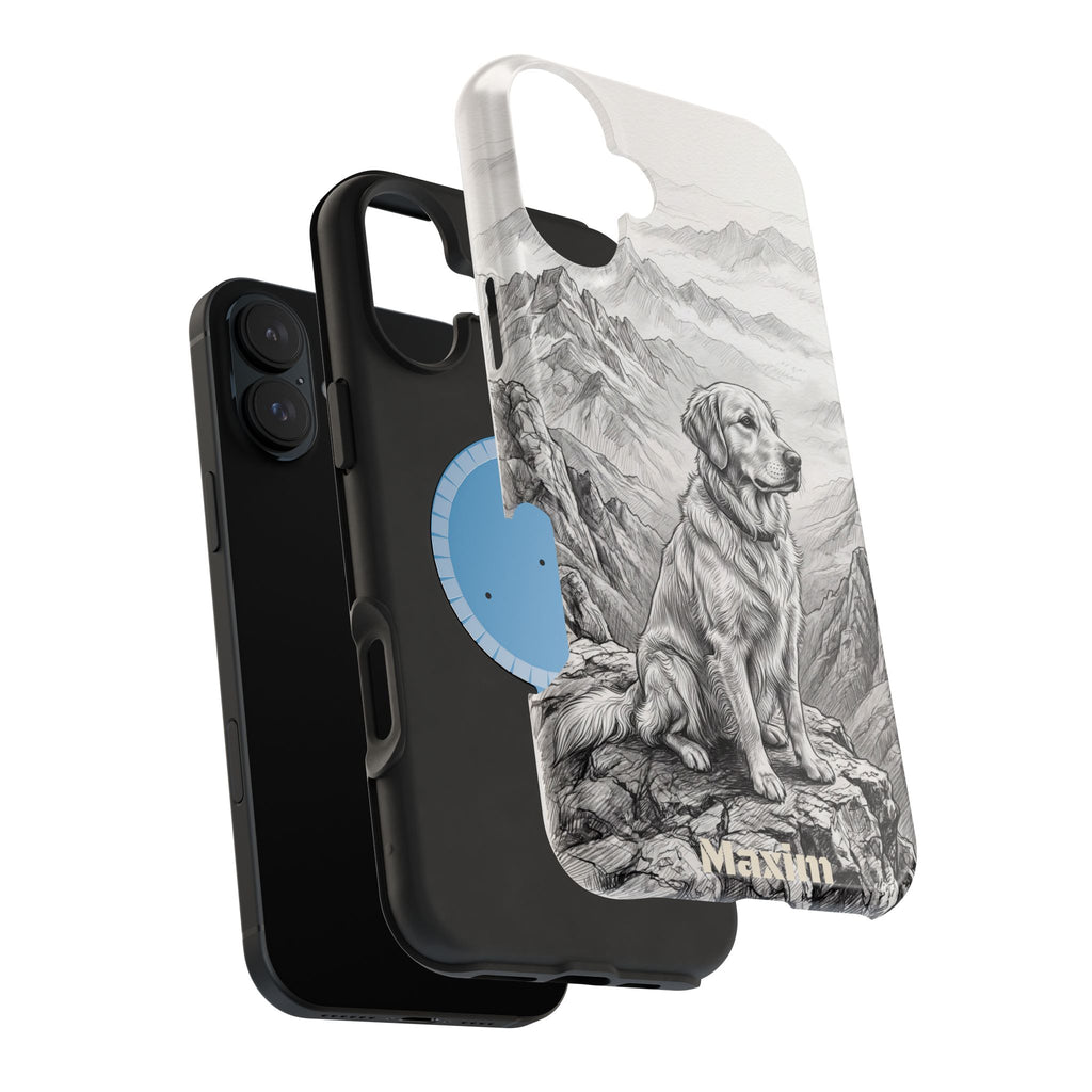 Personalized Golden Retriever Mountain Peak Phone Case — Wireless Charging Cover