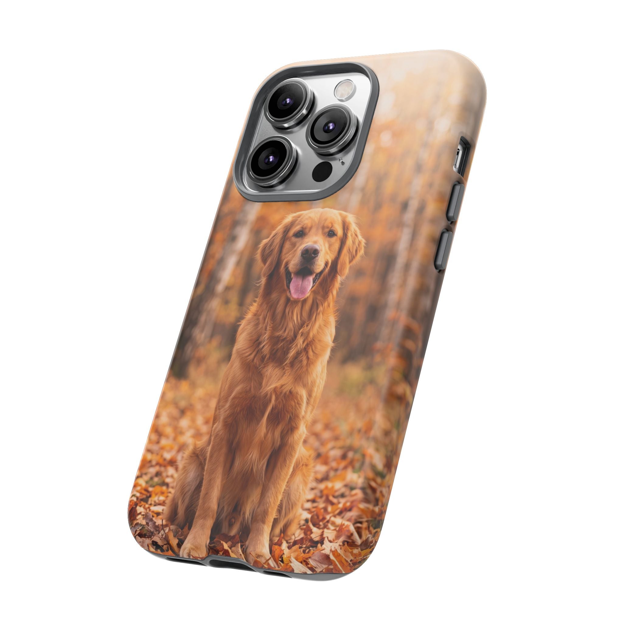 Golden Retriever Autumn Forest Phone Case | Happy Dog in Fall Foliage | Samsung & iPhone