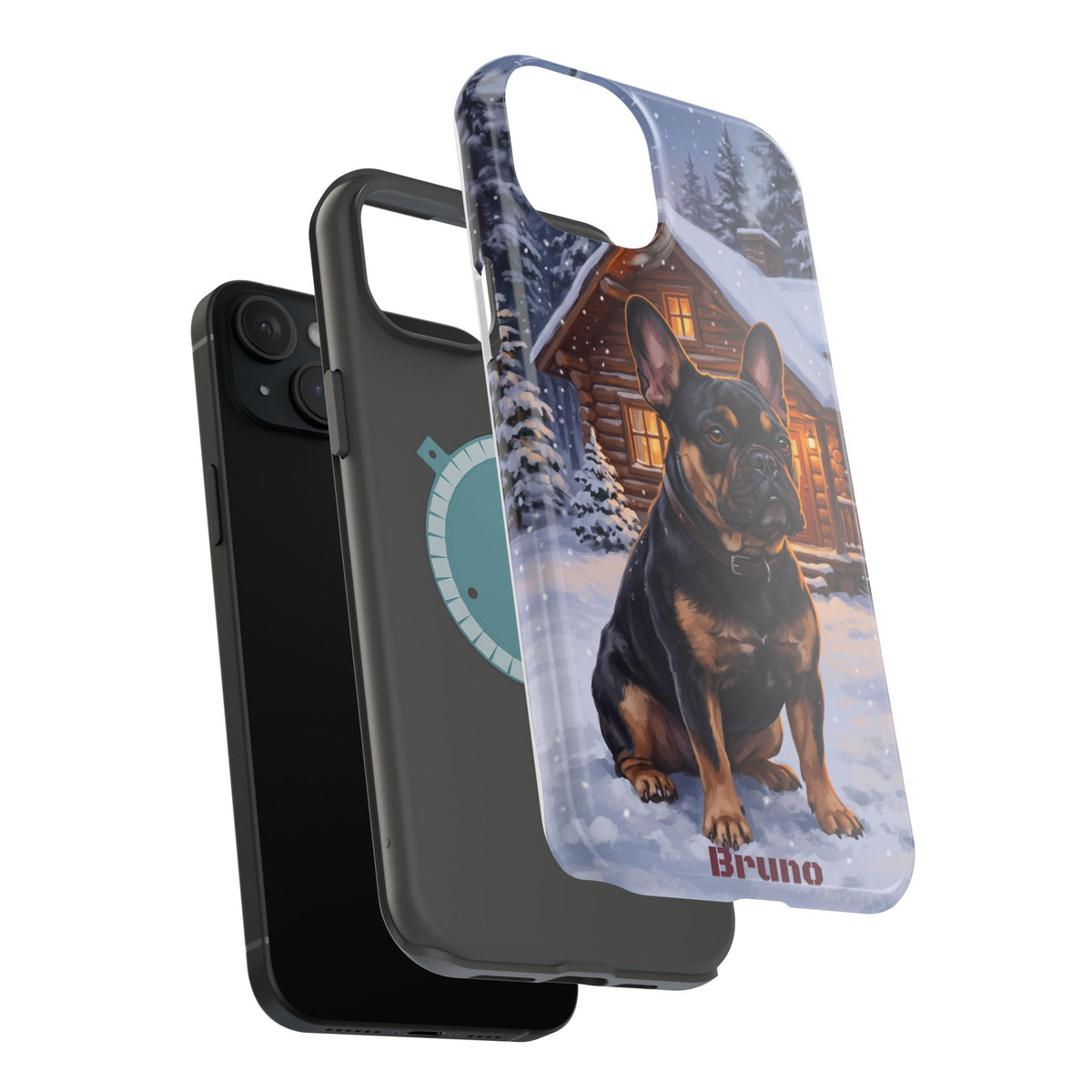 Personalized French Bulldog Cozy Cabin Phone Case — Wireless Charging Cover