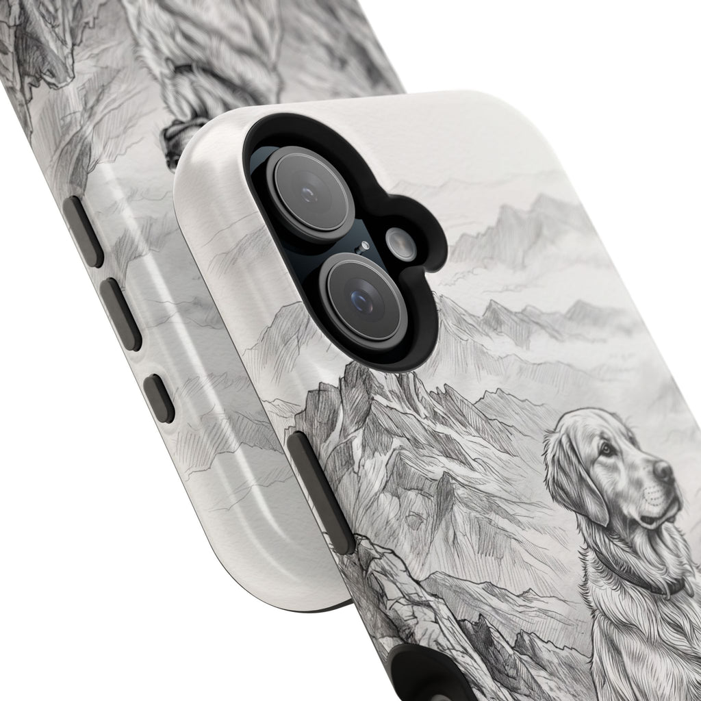 Personalized Golden Retriever Mountain Peak Phone Case — Wireless Charging Cover