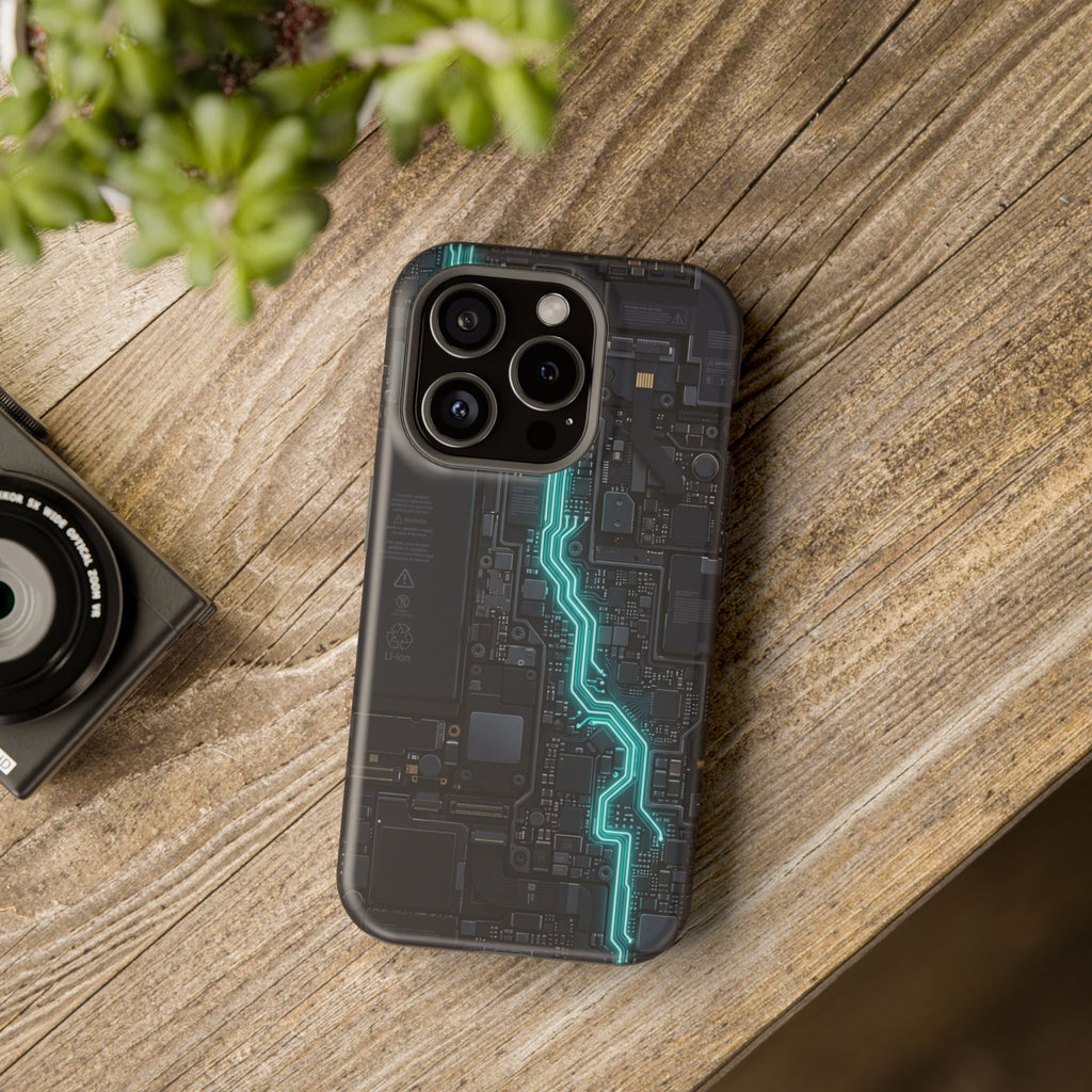 Cyan Bolt Electrician Phone Case — Electric Circuit Wireless Charging Cover