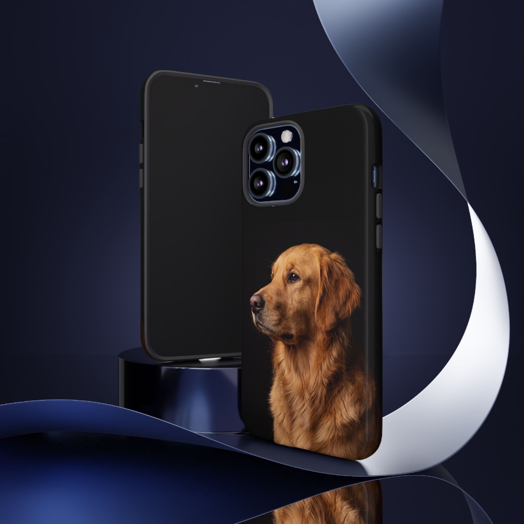 Golden Retriever Portrait Phone Case | Realistic Dog Photo on Black Background | iPhone & Samsung