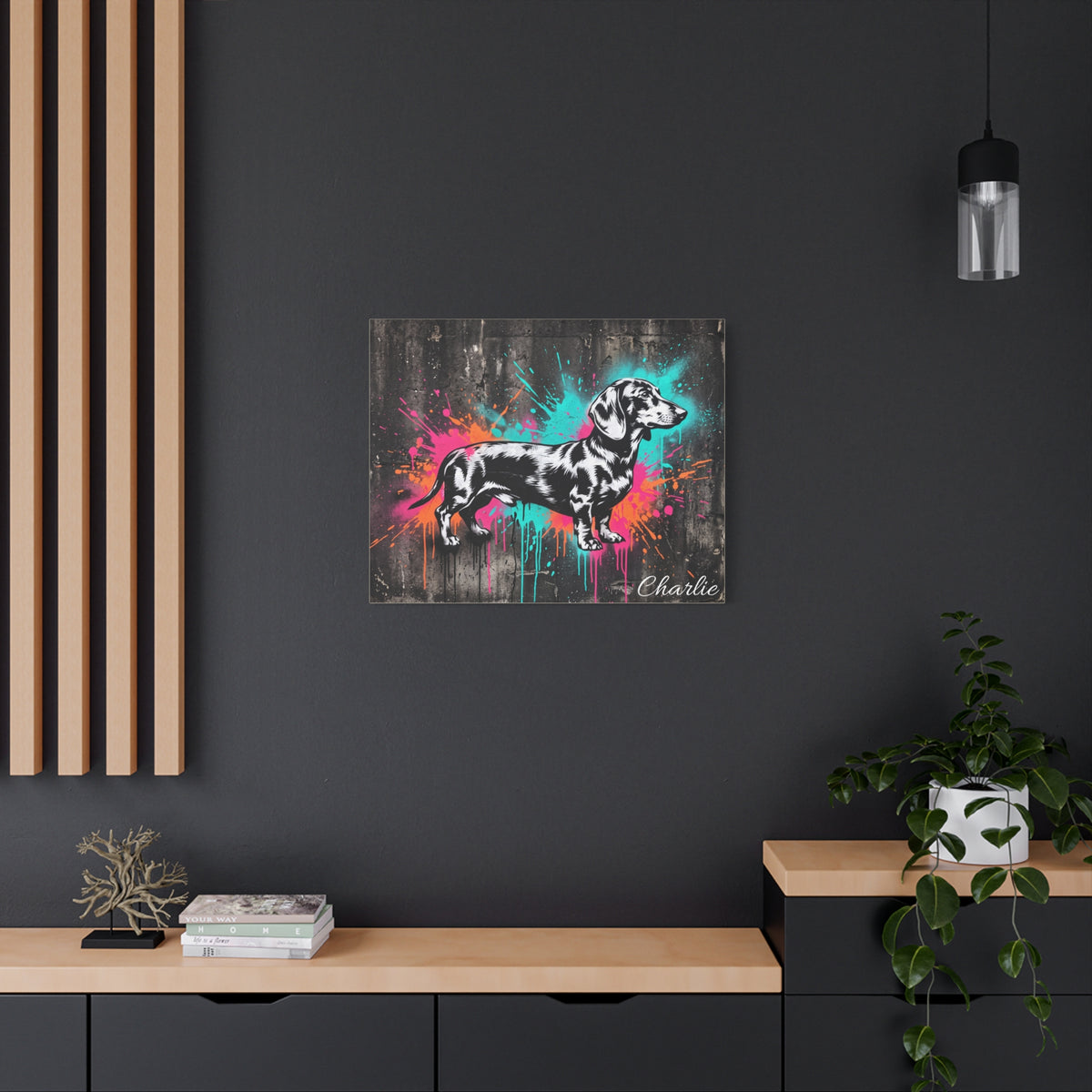 Dachshund Personalized Canvas | Graffiti Street Art Wall Art