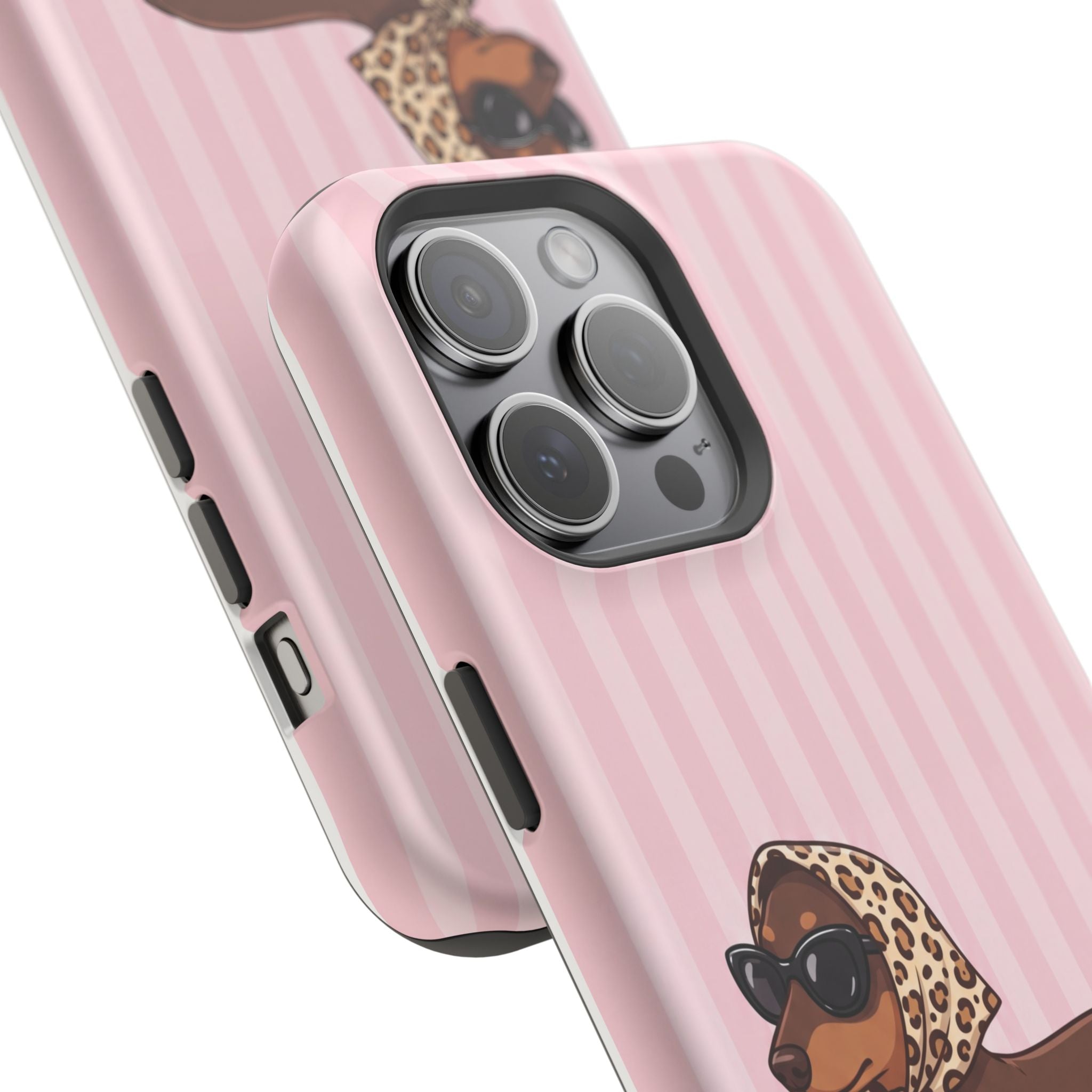 Preppy Dachshund Phone Case — Impact-Resistant Wireless Charging Cover