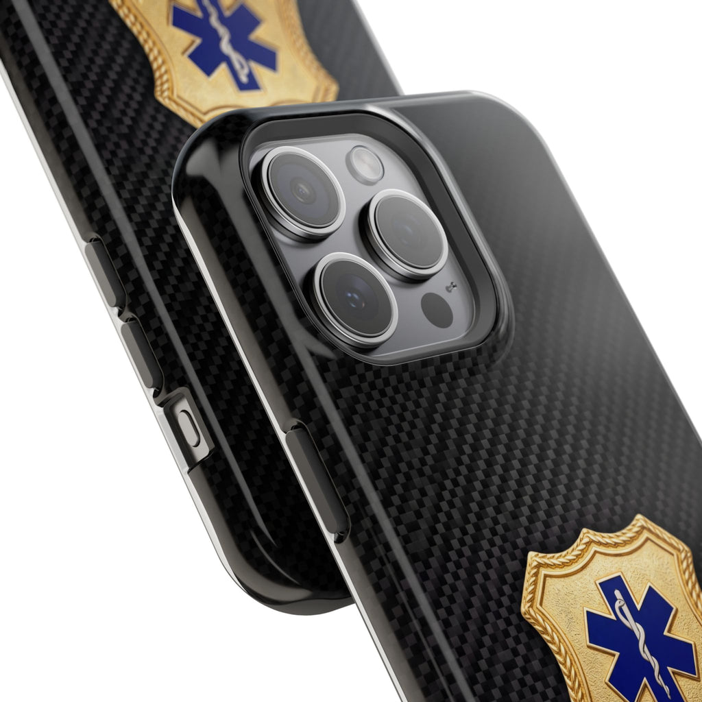 Gold Paramedic Badge Black Phone Case — Magnetic Wireless Charging Cover
