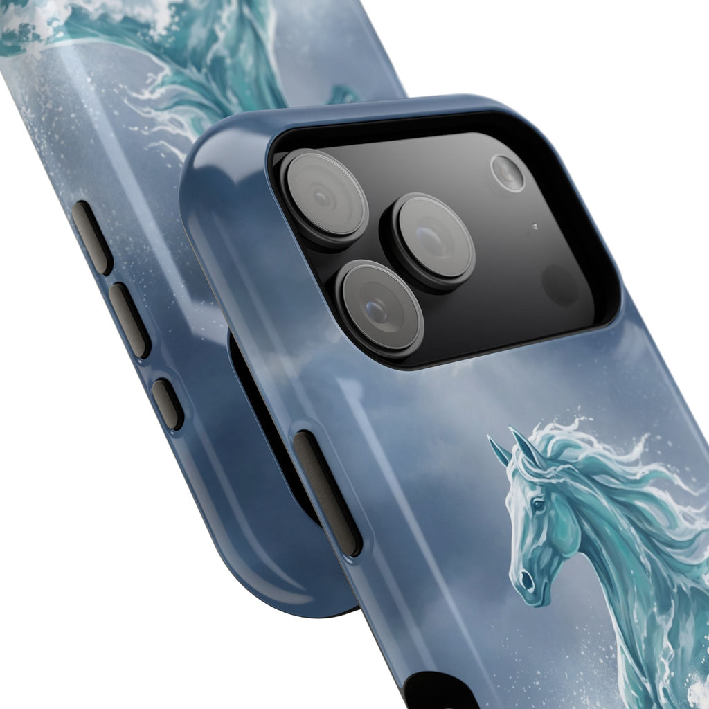 Personalized Ocean Wave Horse Phone Case — Tough Magnetic Case with Wireless Charging