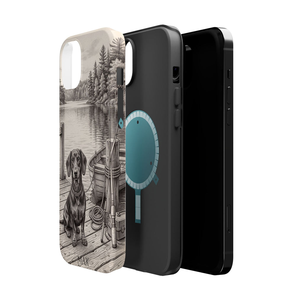 Personalized Dachshund Sunset Beach Phone Case — Wireless Charging Cover