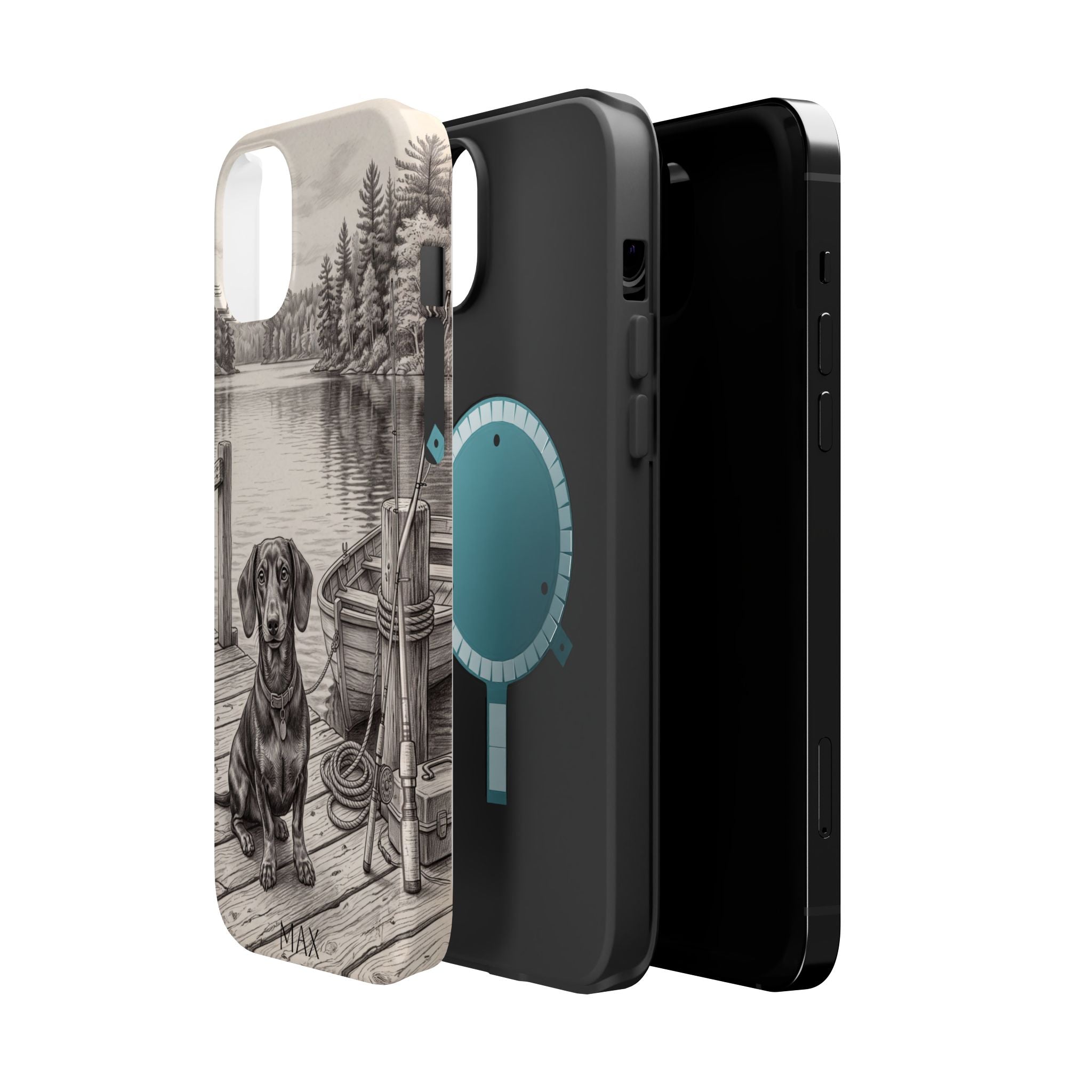 Personalized Dachshund Sunset Beach Phone Case — Wireless Charging Cover