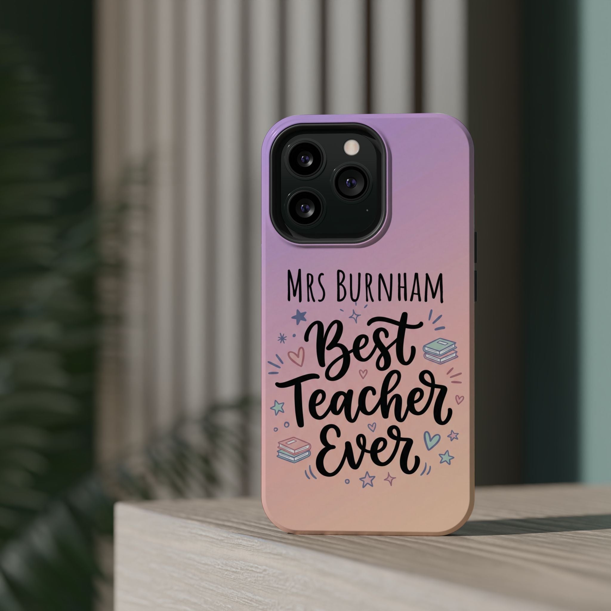 Best Teacher Ever Personalized Phone Case — Wireless Charging Cover