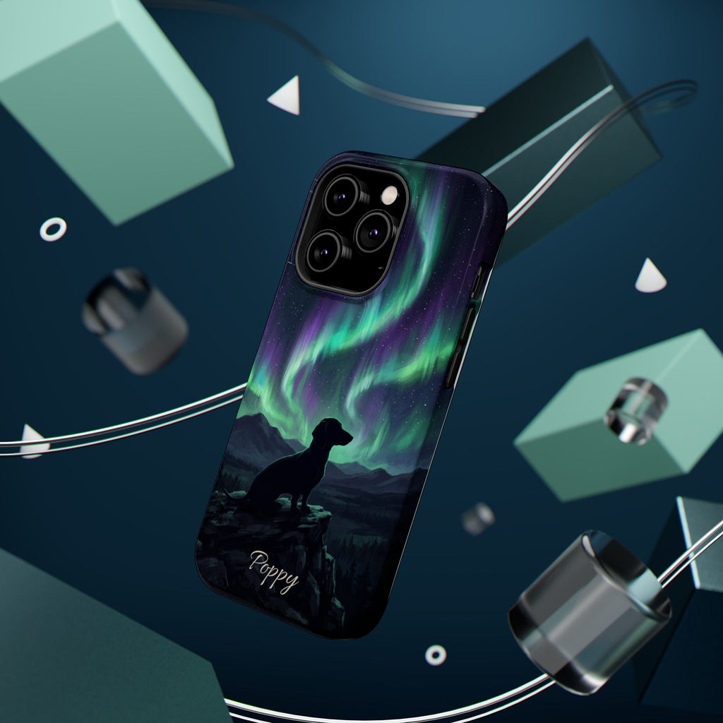 Personalized Dachshund Northern Lights Phone Case — Wireless Charging Cover