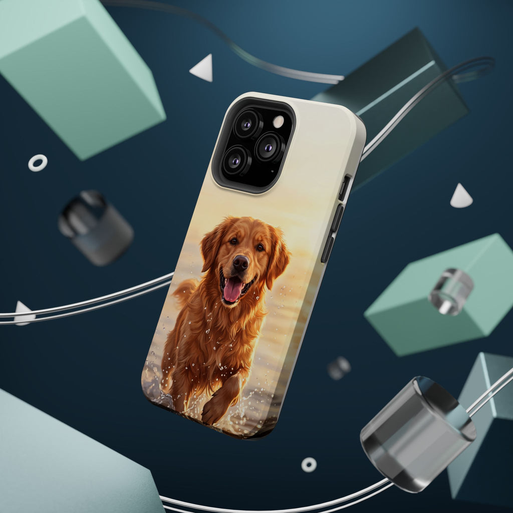 Beach Golden Retriever Phone Case — Impact-Resistant Wireless Charging Cover