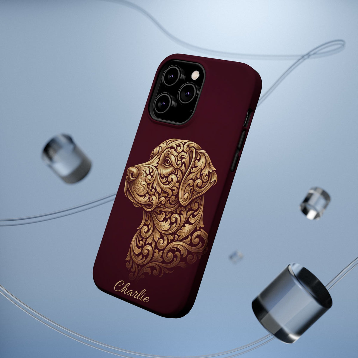 Personalized Gold Filigree Labrador Phone Case — Tough Magnetic Case with Wireless Charging