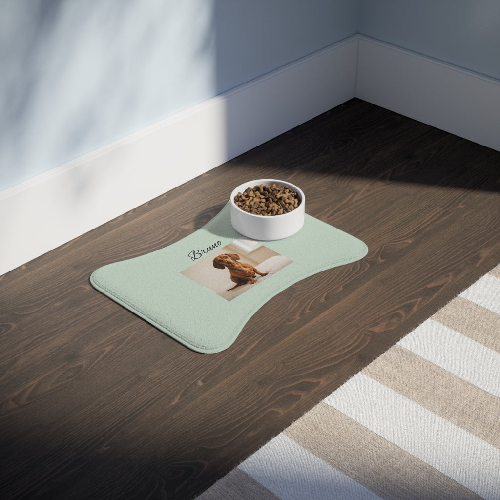 Personalized Dachshund Pet Feeding Mat — Custom Name & Photo Dog Placemat