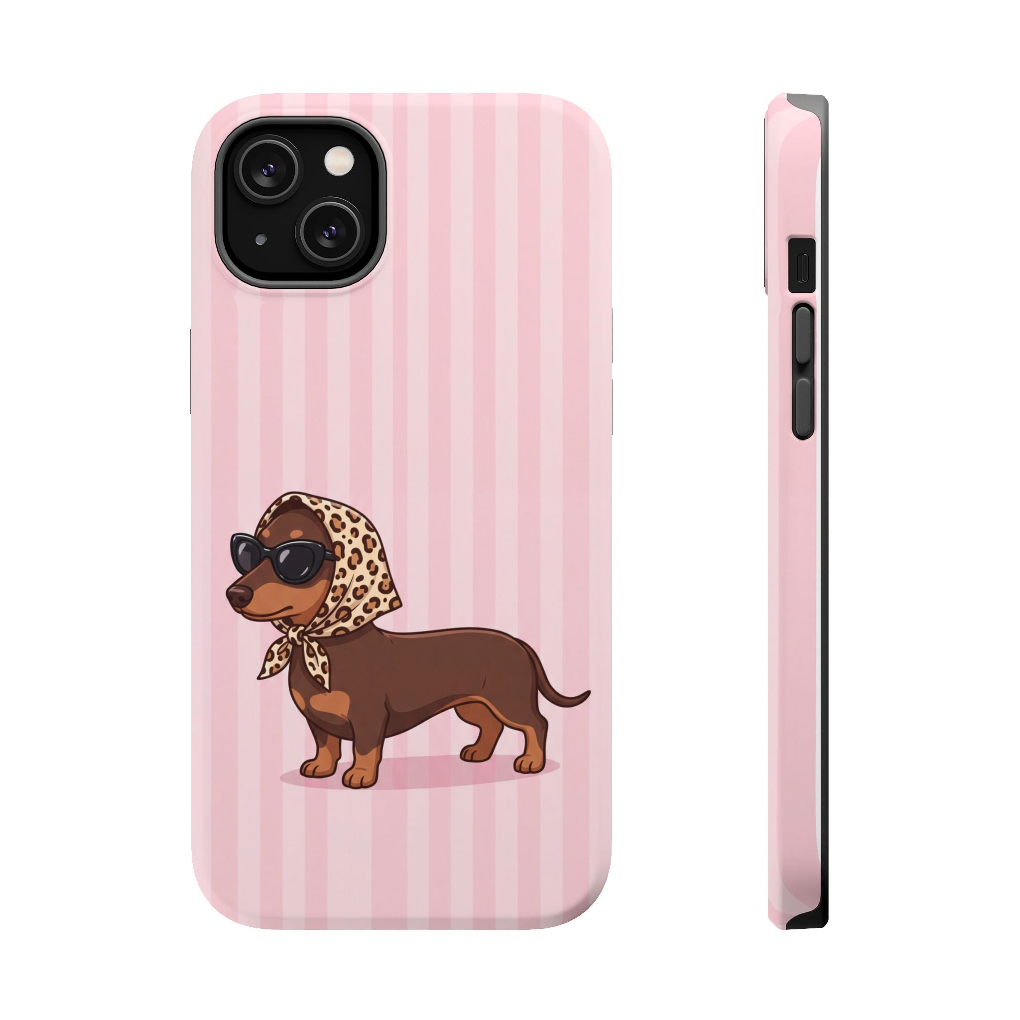 Preppy Dachshund Phone Case — Impact-Resistant Wireless Charging Cover