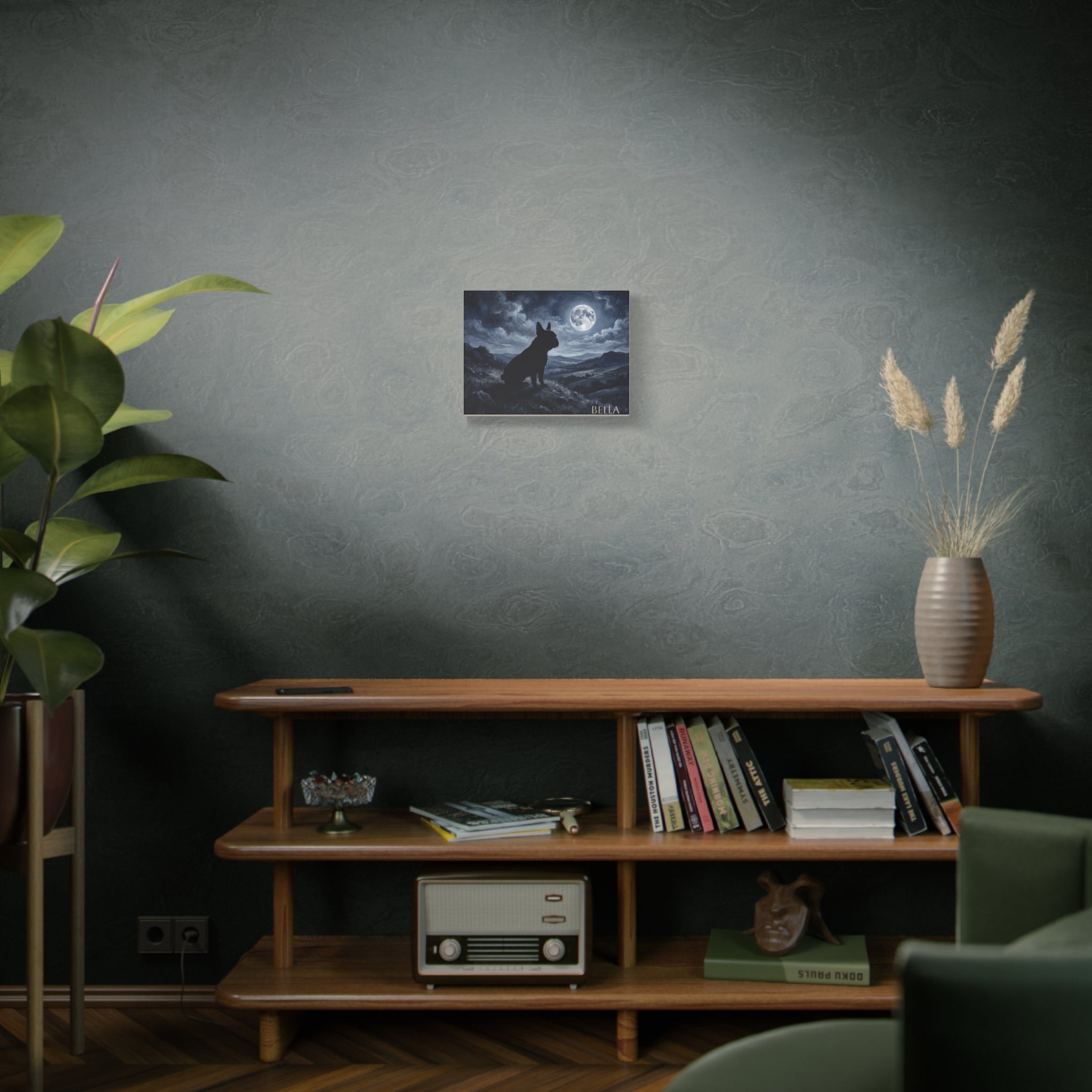 French Bulldog Silhouette Personalized Canvas | Moonlit Night Wall Art