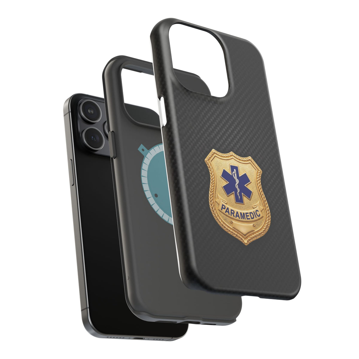 Gold Paramedic Badge Black Phone Case — Magnetic Wireless Charging Cover
