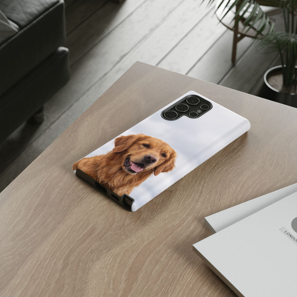 Golden Retriever Portrait Phone Case | Happy Dog Photo on Soft Sky Background | Samsung & iPhone