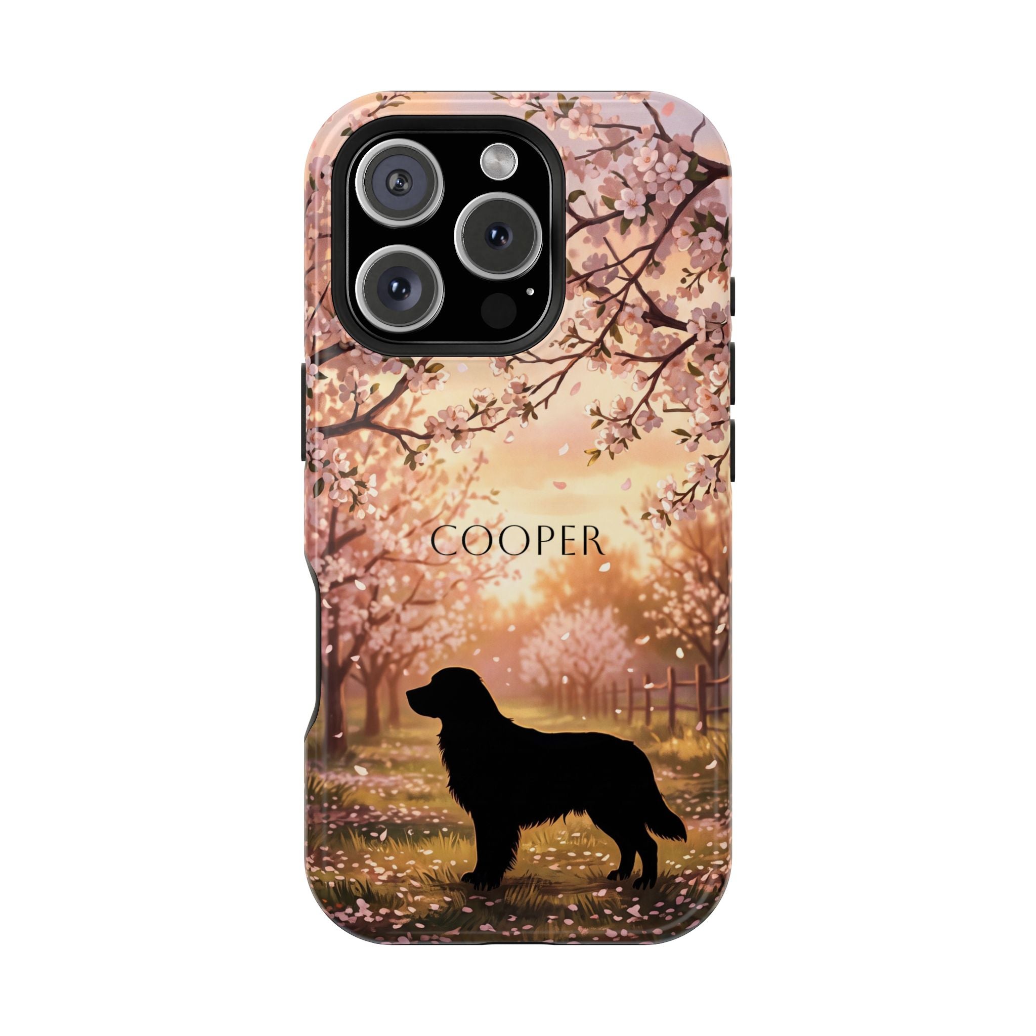 Personalized Golden Retriever Autumn Forest Phone Case — Wireless Charging Cover