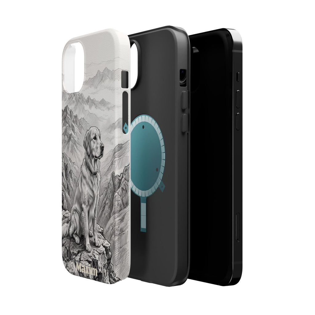 Personalized Golden Retriever Mountain Peak Phone Case — Wireless Charging Cover