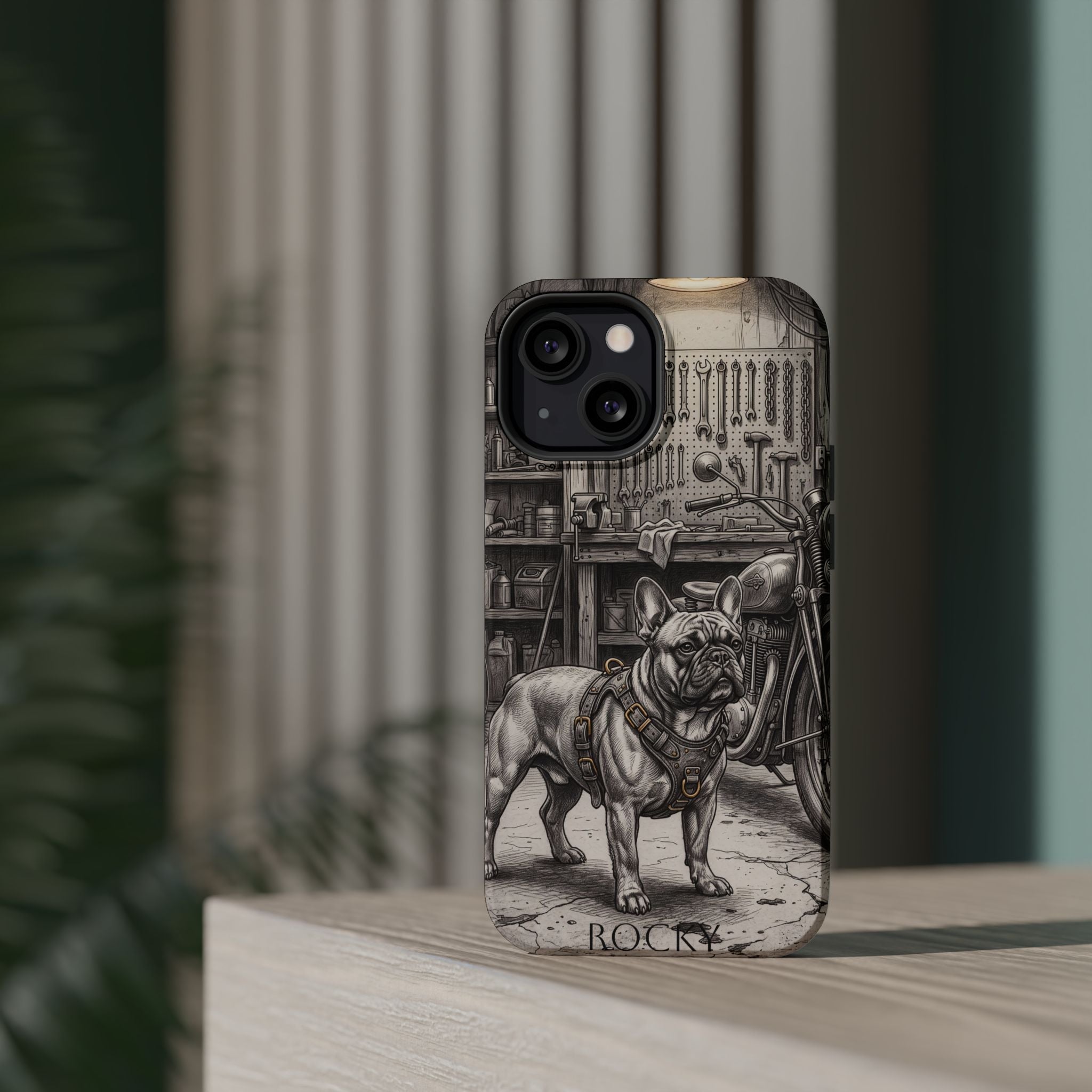 Personalized French Bulldog Vintage Street Phone Case — Wireless Charging Cover