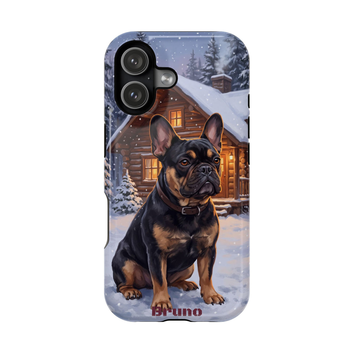 Personalized French Bulldog Cozy Cabin Phone Case — Wireless Charging Cover