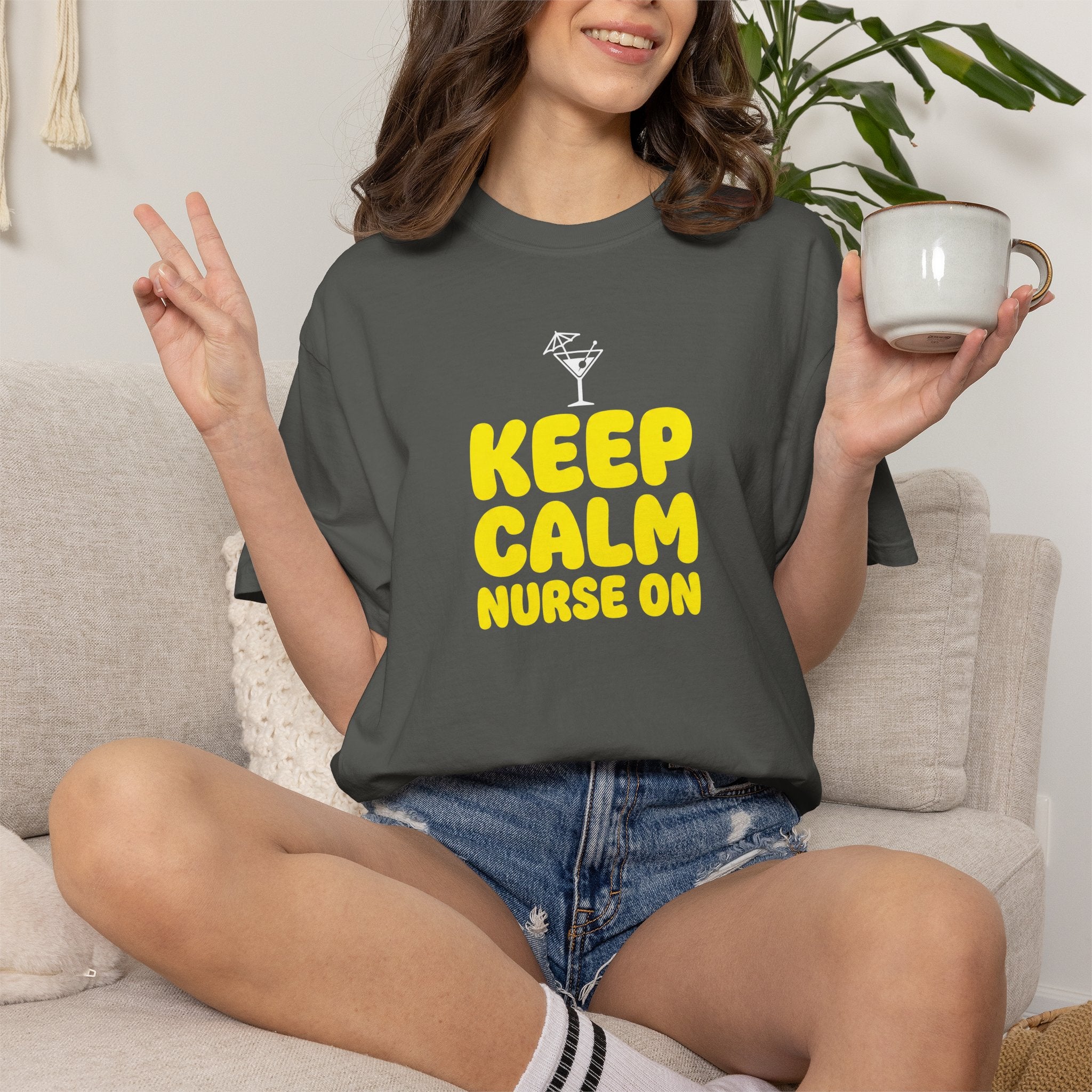 Nurse T-Shirt - "Keep Calm Nurse On" Funny Nursing Quote Unisex Tee, Nurse Appreciation Gift