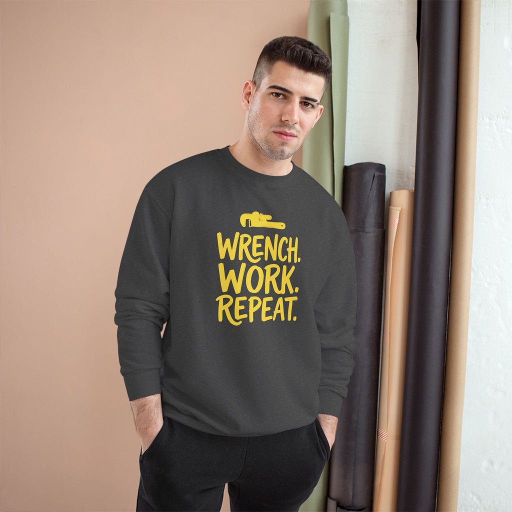 Wrench Work Repeat Plumber Sweatshirt | Funny Plumber Gift Crewneck