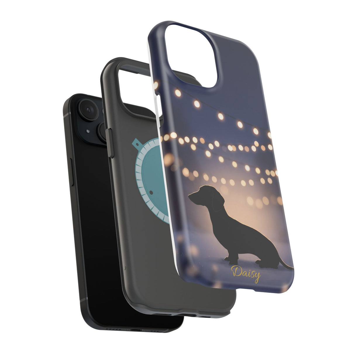 Personalized Dachshund Fairy Lights Phone Case — Wireless Charging Cover