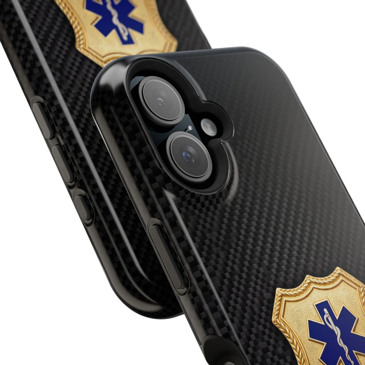 Gold Paramedic Badge Black Phone Case — Magnetic Wireless Charging Cover