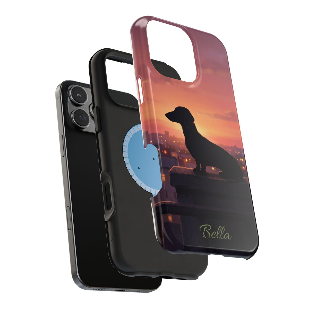 Personalized Dachshund Rooftop Sunset Phone Case — Wireless Charging Cover