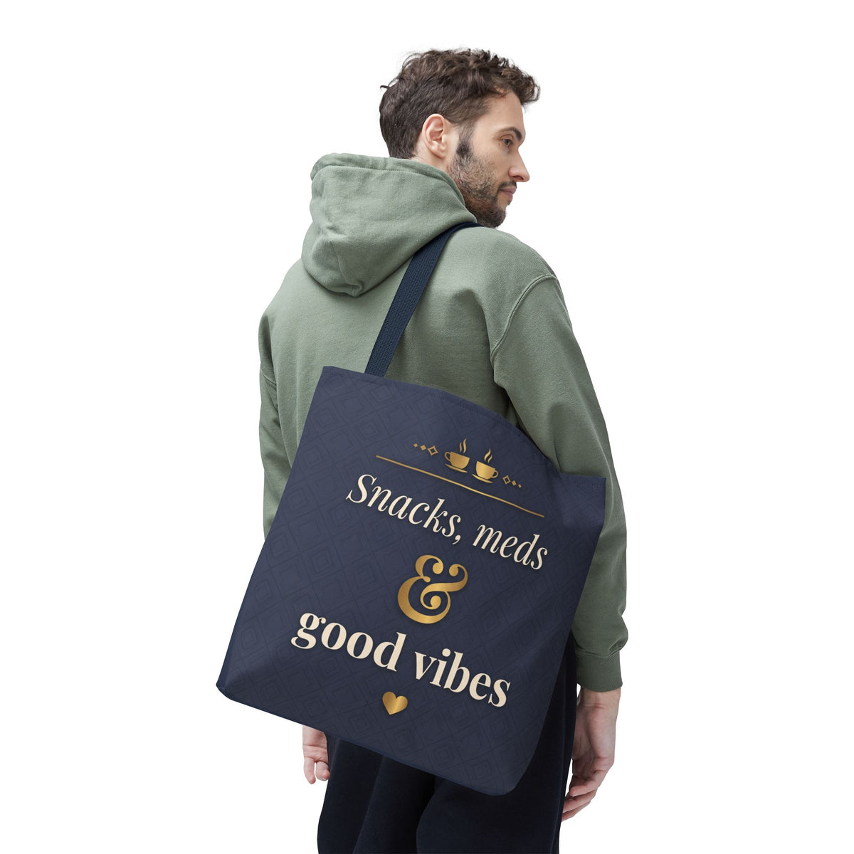 Snacks Meds & Good Vibes Tote | Funny Nurse Gift Tote Bag | Healthcare Worker Humour Gift | Premium Polyester Carry-All