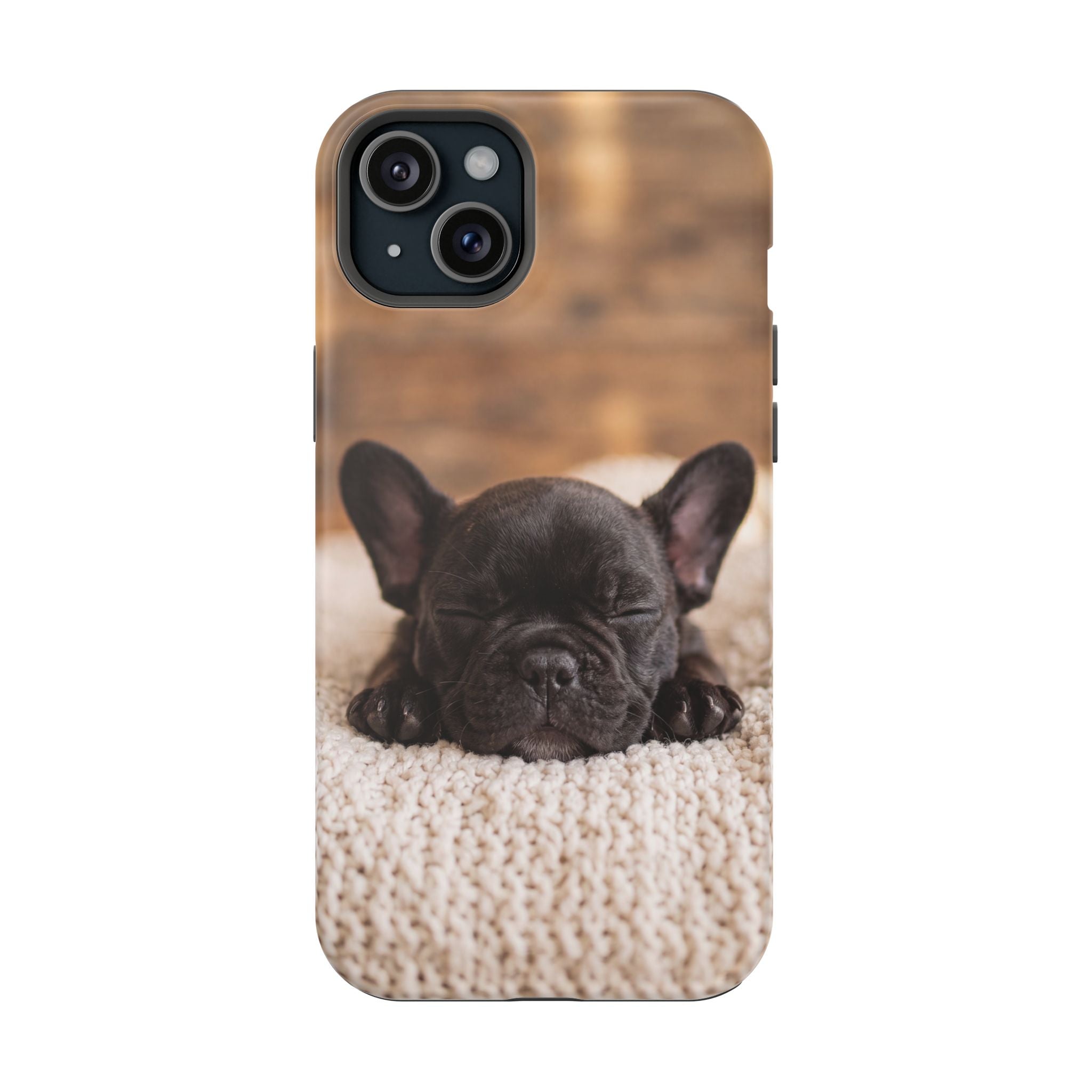 Sleepy French Bulldog Phone Case — Impact-Resistant Wireless Charging Cover