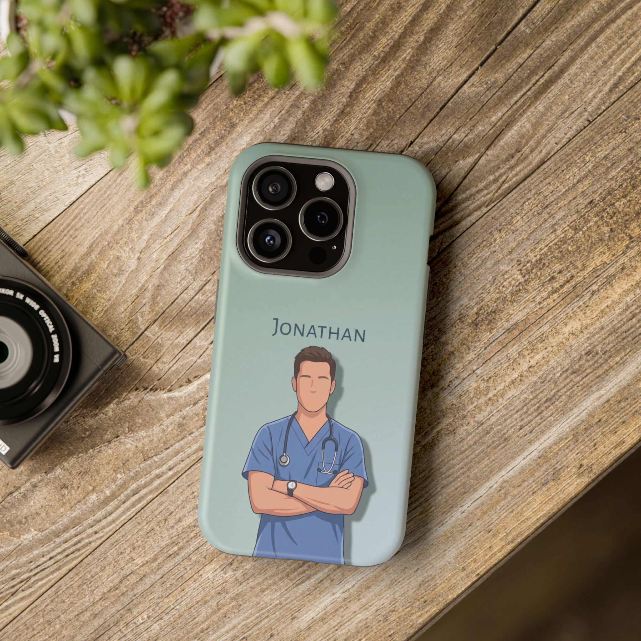 Personalized Nurse Portrait Phone Case — Impact-Resistant Wireless Charging Cover