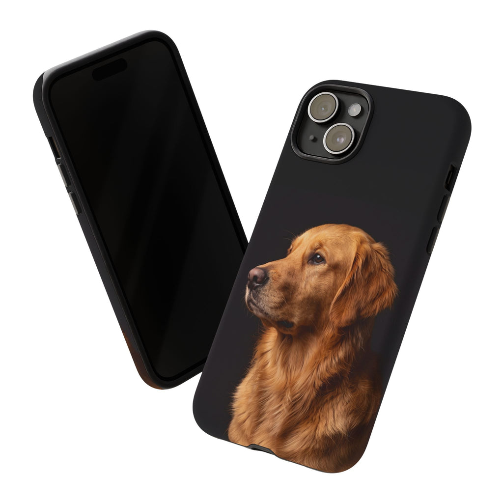Golden Retriever Portrait Phone Case | Realistic Dog Photo on Black Background | iPhone & Samsung